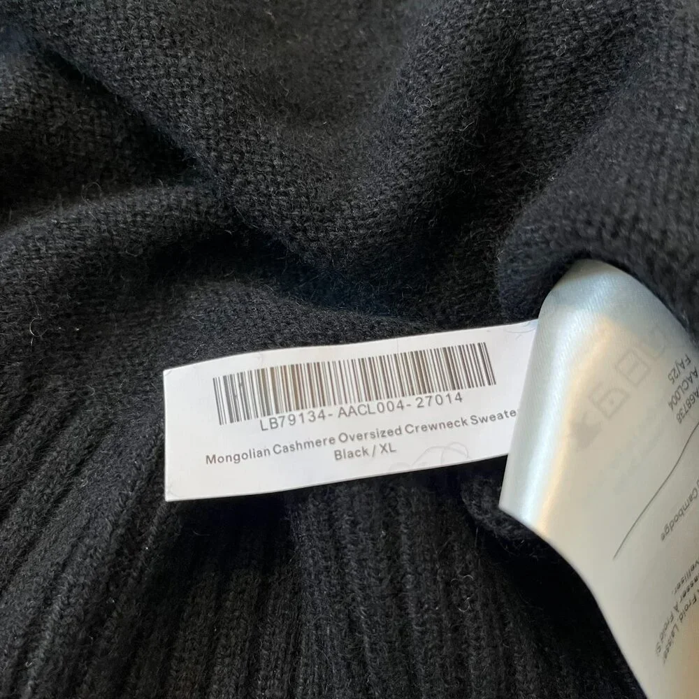 Quince Mongolian Cashmere Oversized Crewneck Sweater, Black, size XL - NWT! - Picture 12 of 13